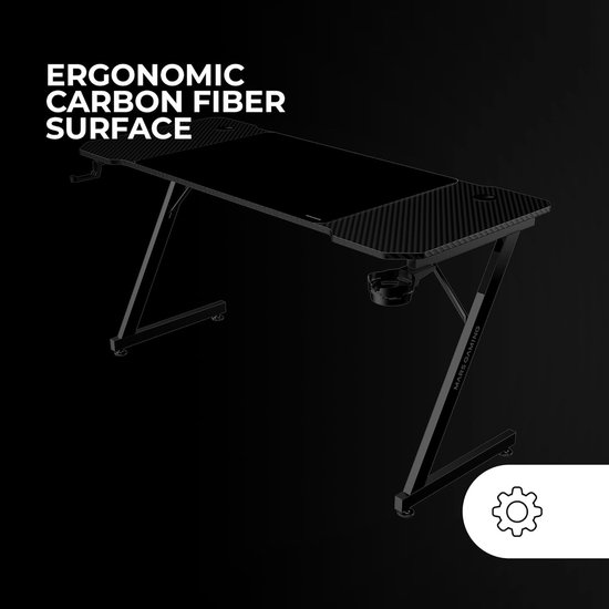 Ergonomisch Gaming Bureau met Carbon Oppervlak en XXL Muismat van Merkloos — afbeelding 2