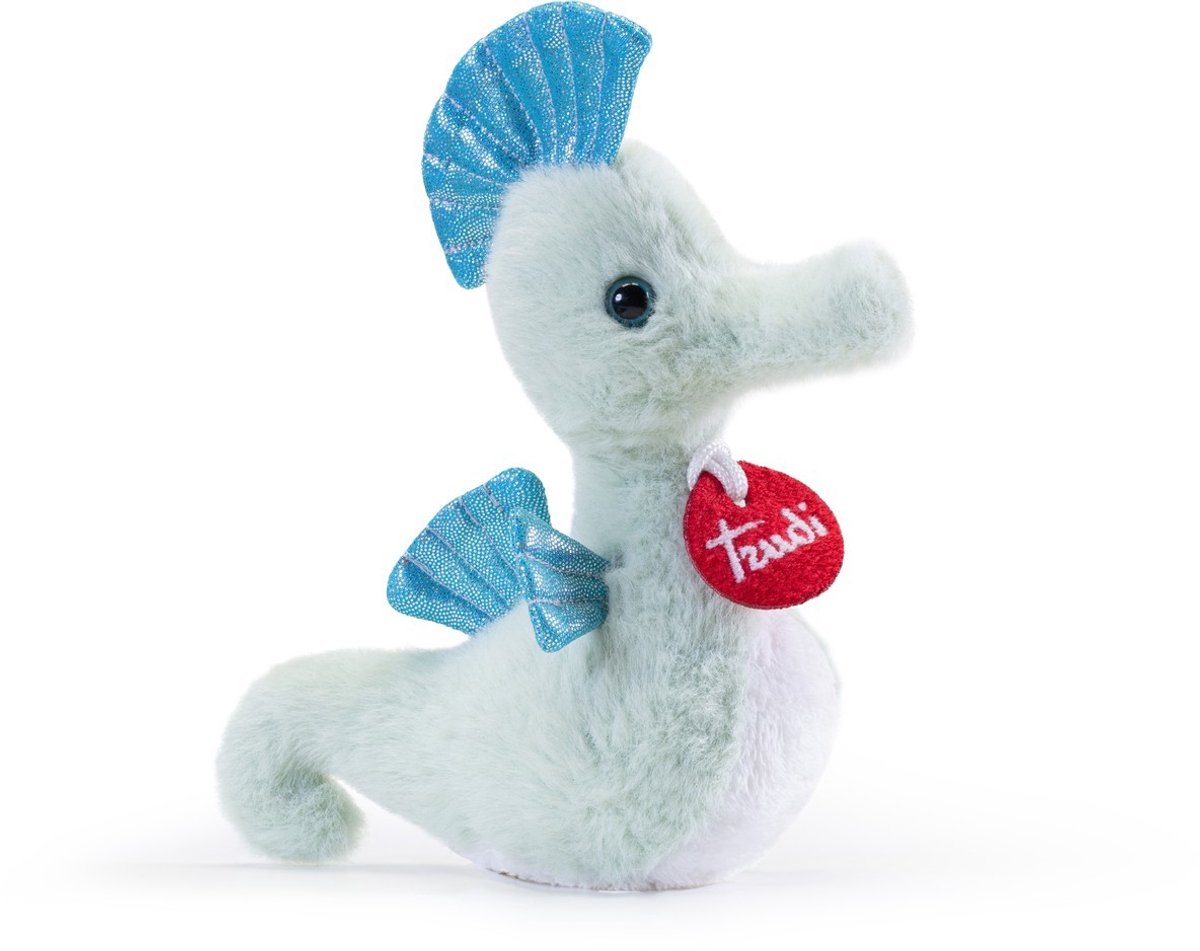 Trudi - Sealife Knuffel Zeepaardje 17 cm - Handgemaakt in Italie - Zacht pluche - Knuffeldier voor jongens en meisjes - Groen - 8x17x16 cm maat XS