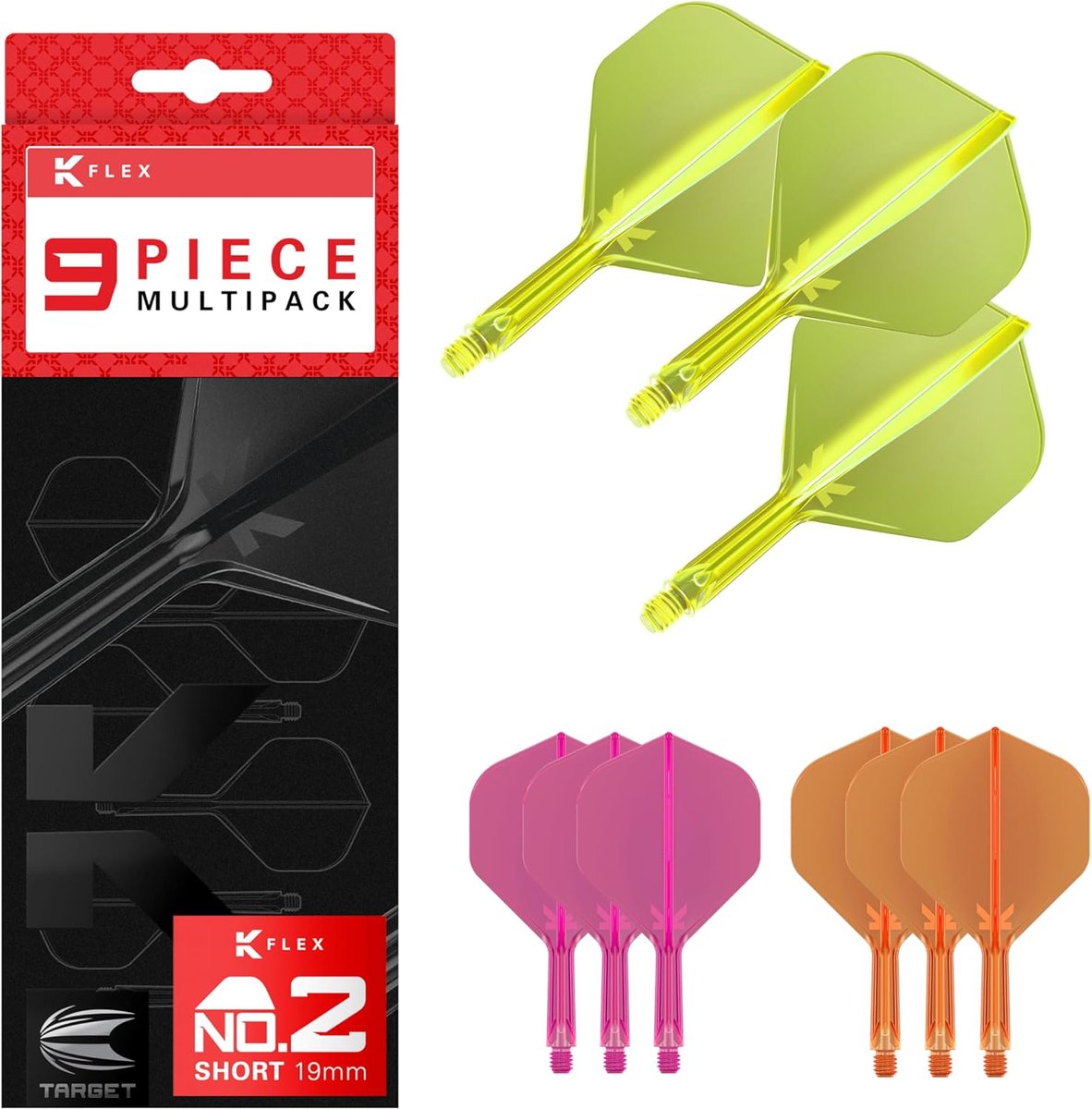 Geïntegreerde Dartflights en Shafts Set - Flexibel, Duurzaam, Diverse Lengtes en Kleuren (9-Pack)