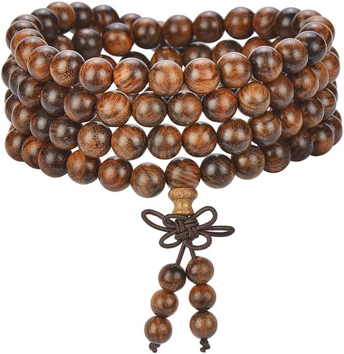 Natuurlijke Houten Mala Armband en Ketting met 108 Gebedskralen