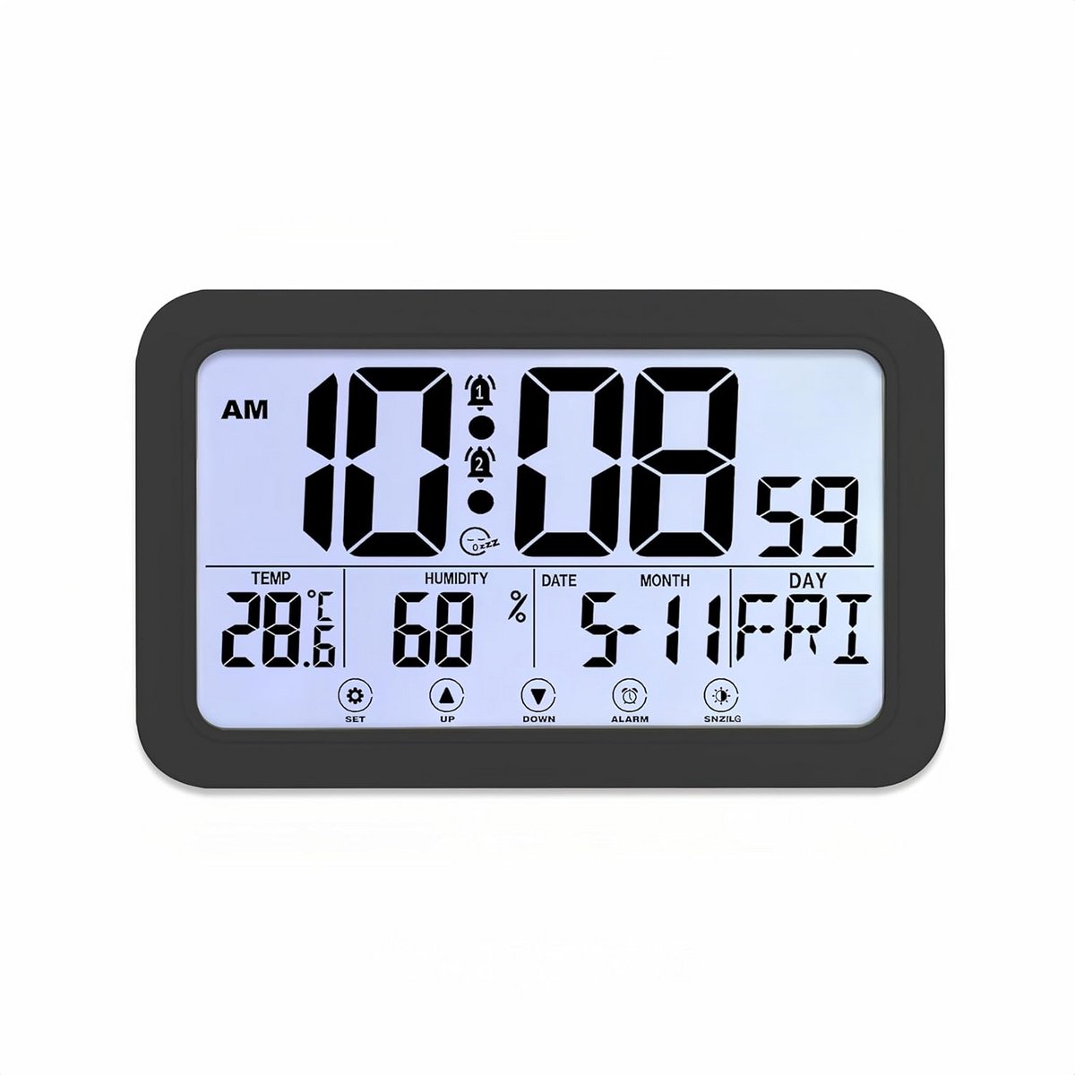 Digitale Wekker met Touchscreen, Temperatuur, Luchtvochtigheid en Achtergrondverlichting