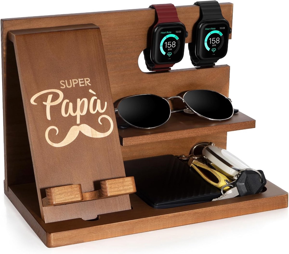 Houten Telefoon Dockingstation Organizer voor Nachtkastje of Bureau