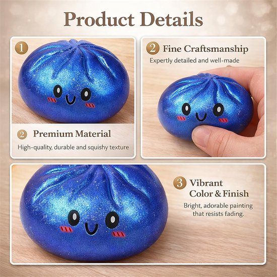Juguete Antiestrés Gigante Dumpling Squishy Con Purpurina – Bola De Masa Suave TPR, Cesta De Vapor Incluida, Para Niños Y Adultos