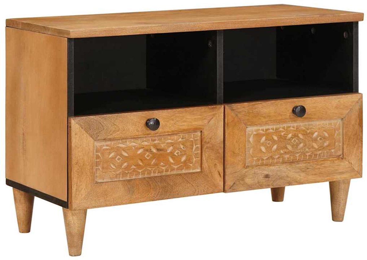 vidaXL - TV - Eenheden - met - lade - Lichtbruin - 70 - x - 33 - x - 46 - cm - Bewerkt - hout