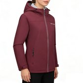BUBW® Veste de Plein Air pour Femmes - Veste Softshell - Étanche & Coupe-Vent - 100% étanche (8.000mm) - Respirante (1.000gsm) - Coupe-Vent - Doublure Polaire Chaude - Met Capuchon - Rouge - Taille M