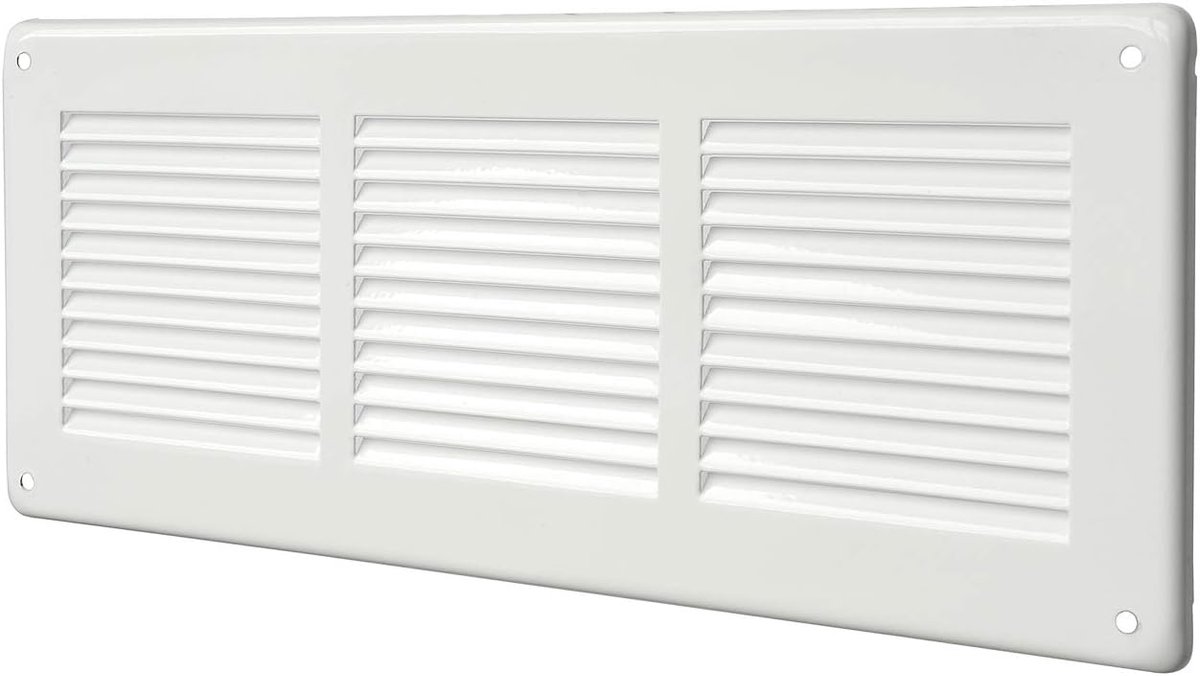 Ventilatie rooster - Rooster plaat - Lucht doorlaten - Inclusief insectennet - 34 x 14 cm - Wit