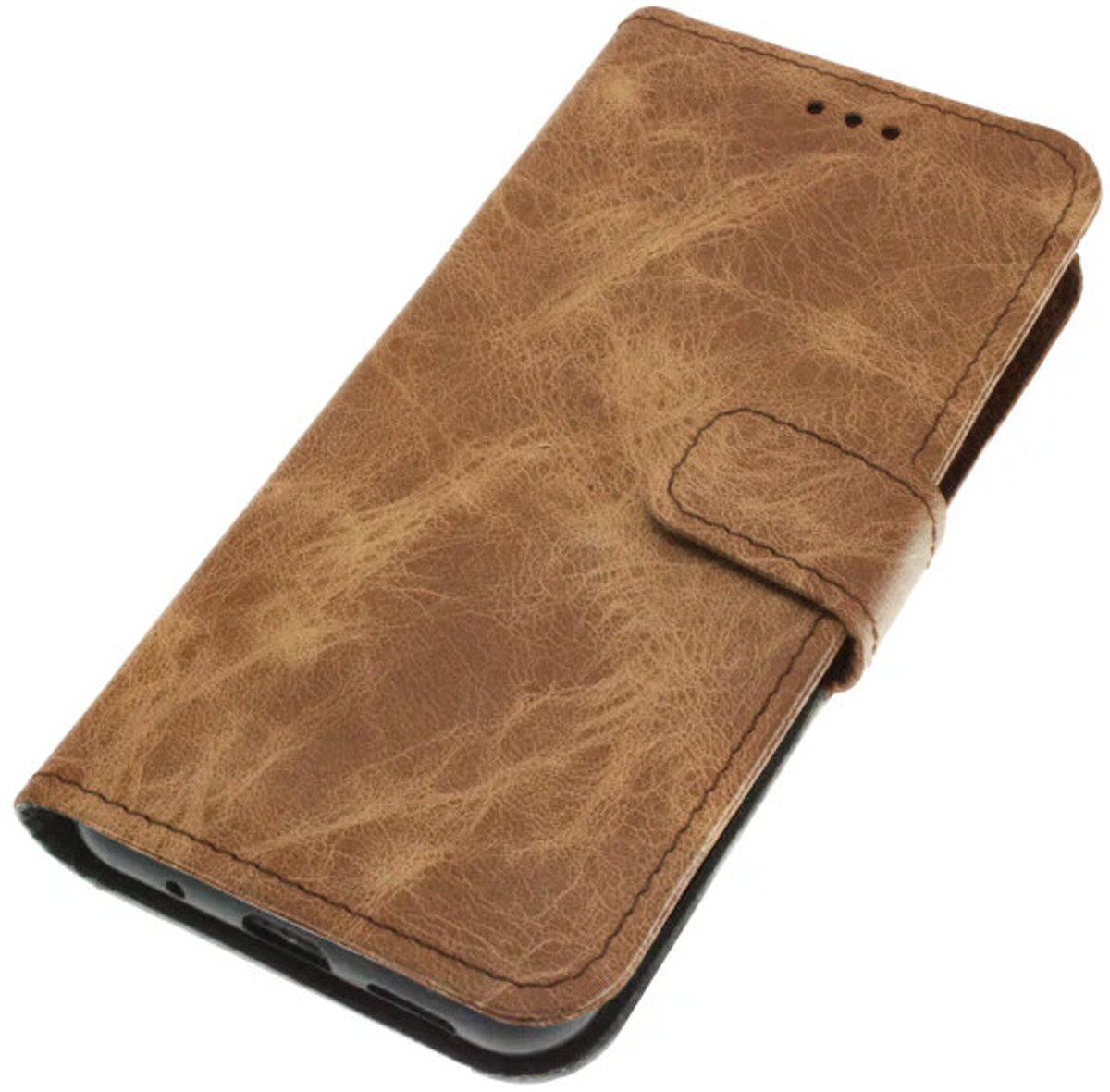 Echt leer hoesje geschikt voor Samsung Galaxy S24 Soepel kalfsleer – vintage look Warm bruin