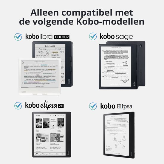 TRANSNECT Stylus Pen voor eReader - Geschikt voor Kobo Libra Colour, Kobo Sage, Kobo Elipsa en Kobo Elipsa 2E - Oplaadbaar - Zwart van Merkloos — afbeelding 2