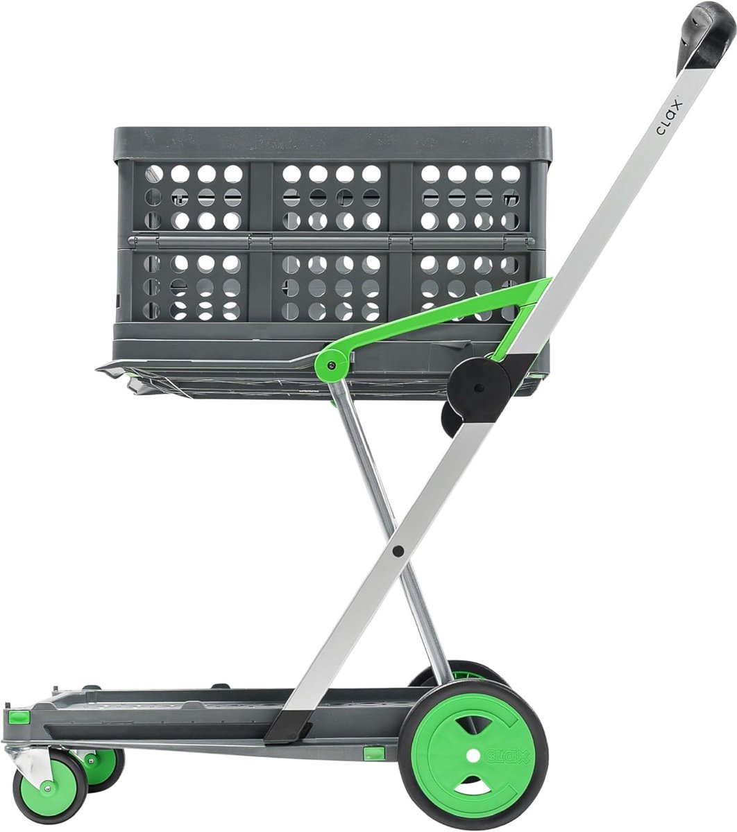Opvouwbare Trolley Groen met Dubbele Laag en Inklapbare Krat - Stevige Handwagen
