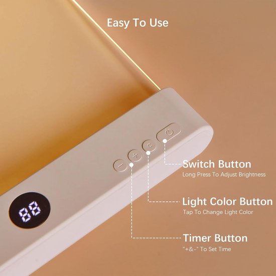 Leeslampje - Boeklampje voor in Bed - Timerfunctie - Oplaadbaar Leeslampje - Leeslampje voor boek - Draadloos USB Oplaadbaar Leeslampje - Transparant paneel - Boeklamp Oplaadbaar - Leeslamp Bed - 3 Kleuren Licht - Wit van Merkloos — afbeelding 3