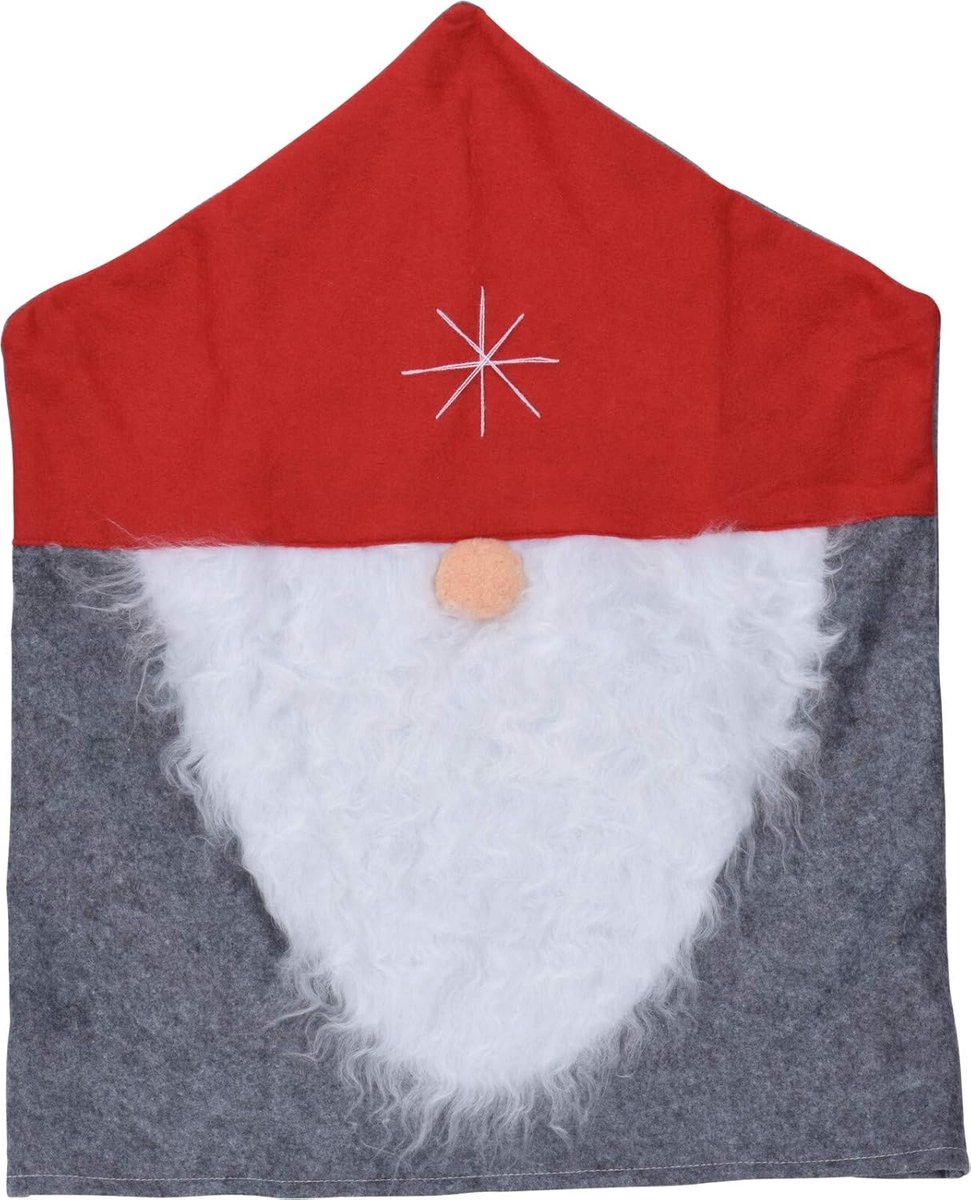 Feestelijke Kerst Stoelhoes in Rood en Grijs voor Eetkamerstoelen