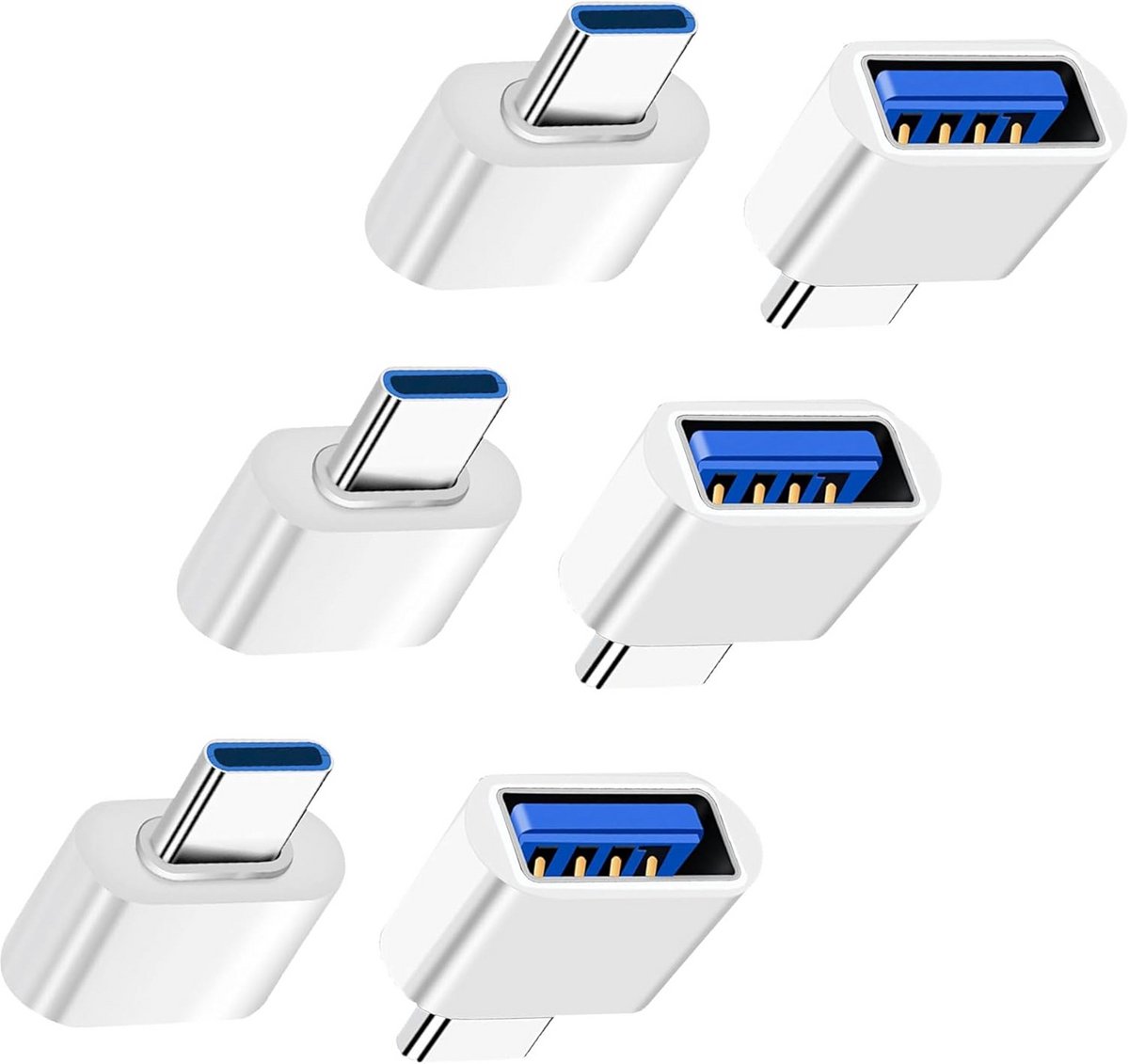 Set van 6 USB-C naar USB-A Adapters (OTG) - Data en Opladen voor Smartphones en Apparaten