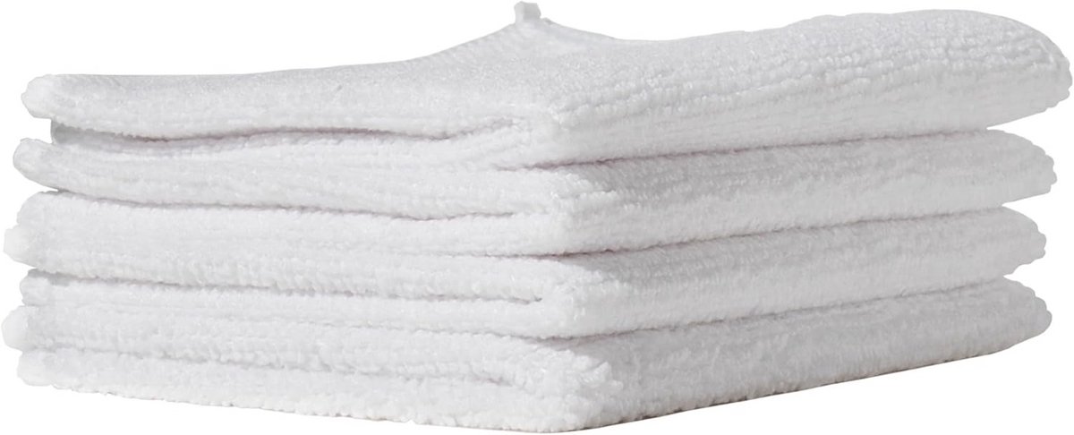Set van 4 Pluisvrije Microvezeldoeken - Witte Schoonmaakdoeken voor Stofvrij Schoonmaken