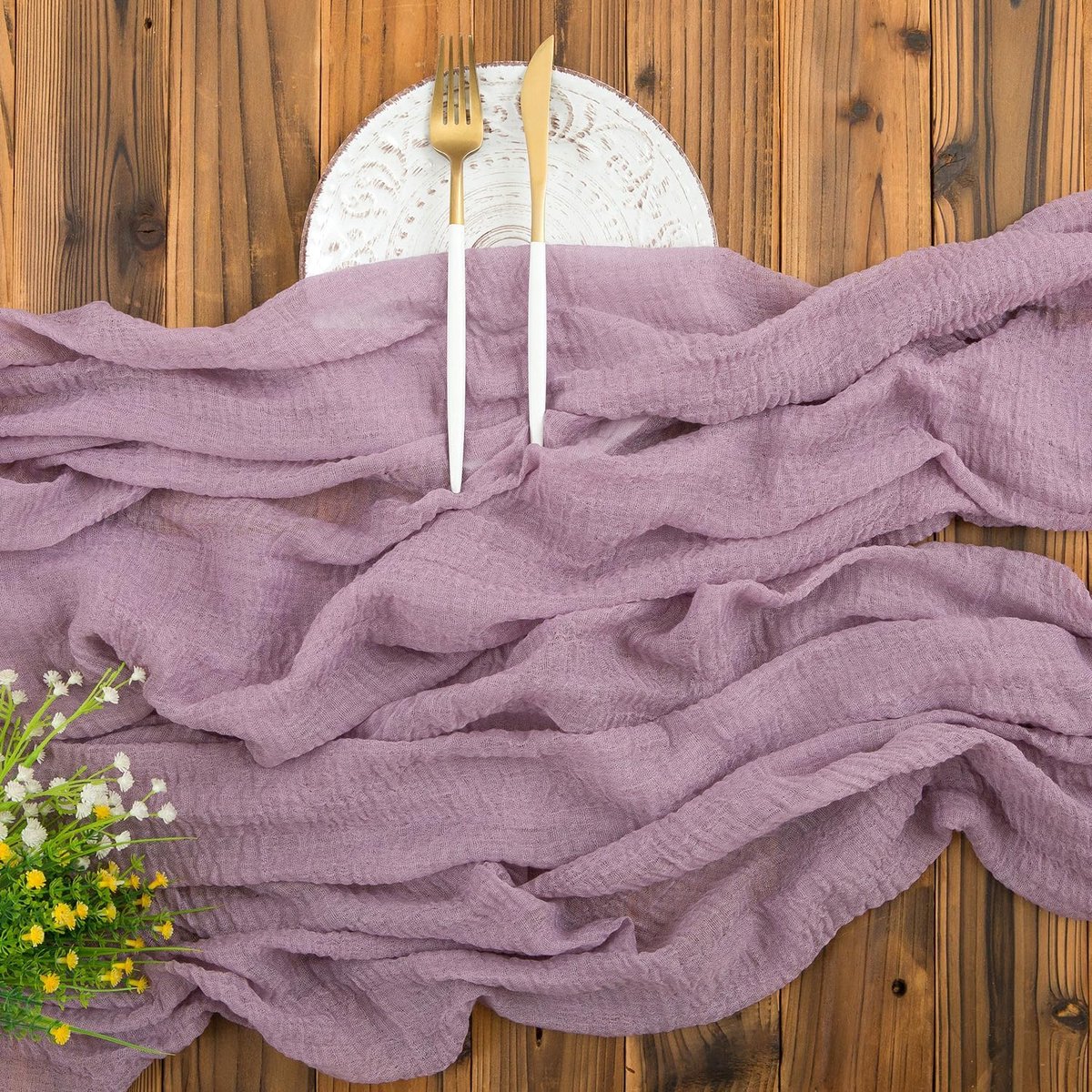 Lila Kaasdoek Tafelloper 3 Meter Mooi Voor Bruiloft en Feest