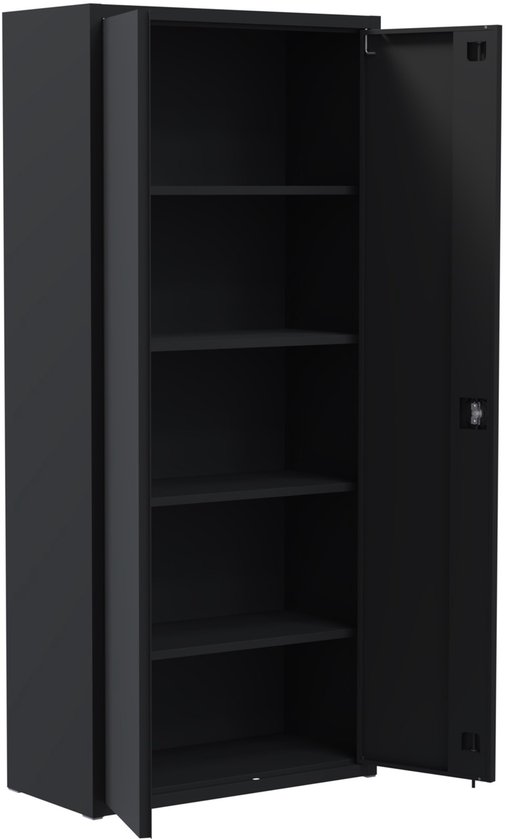 Armoire à portes battantes Armoire de classement Armoire de bureau 195 x 92 x 42 Noir RAL 9005 Armoire métallique - Armoires de rangement 2 portes acier