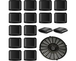 16-delige set van krasbestendige rubberen beschermhoezen, siliconen pads, rubberen voetjes voor airfryer bakplaten, rubberen dempingspads voor airfryer, vervangingsonderdelen en accessoires, geschikt voor airfryer bakplaten (zwart).