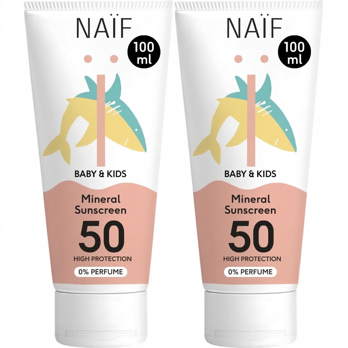 Naïf Minerale Zonnebrand - Zonnebrandcrème - SPF50 - Zonder Parfum - Hoge UVA/UVB Bescherming - 2x100ml