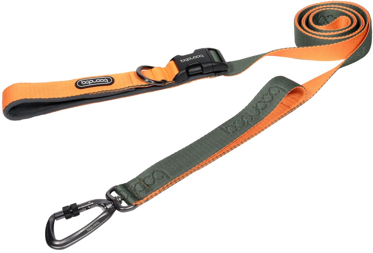 Hondenriem Boondog Play 2 meter - verstelbare looplijn hond - maat S - Khaki/Orange