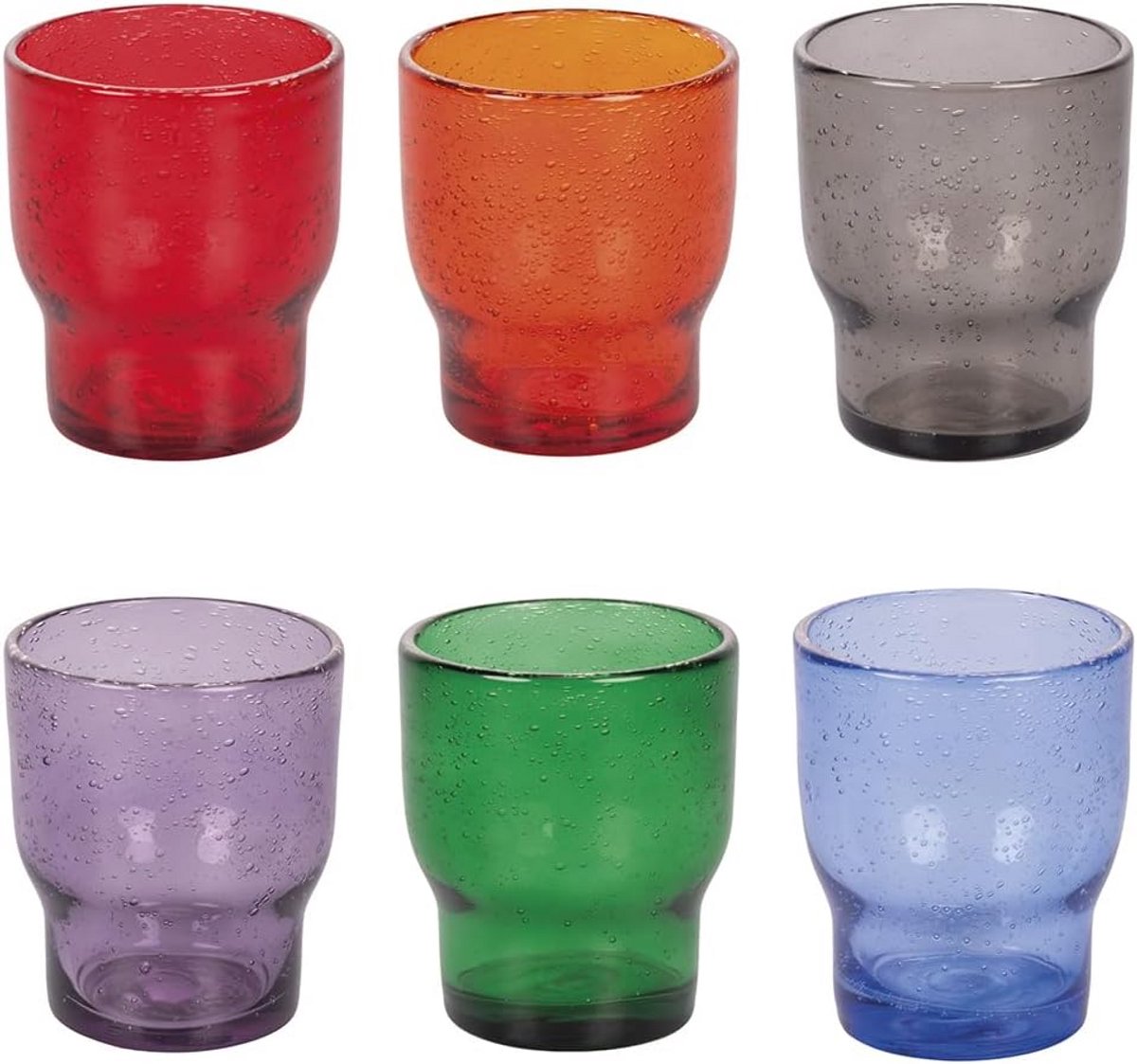 Set van 6 kleurrijke unieke waterglazen 325 ml