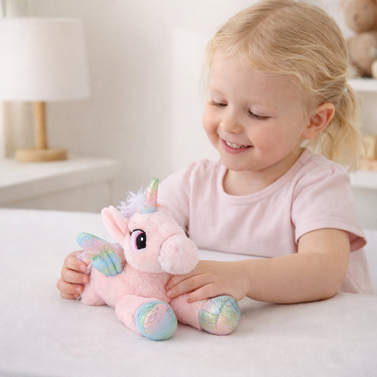 Eddy Toys pluche eenhoorn knuffel - 34 cm - zacht speelgoed om te knuffelen en te verzamelen - verkrijgbaar in roze, blauw of wit - magisch cadeau voor zowel kinderen als volwassenen