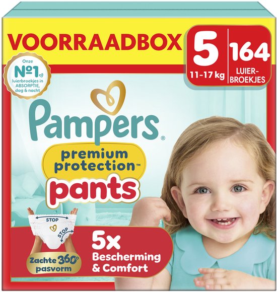 Pampers Premium Protection Pants Maat 5 - 164 Luierbroekjes - 11kg-17kg - Voorraadbox