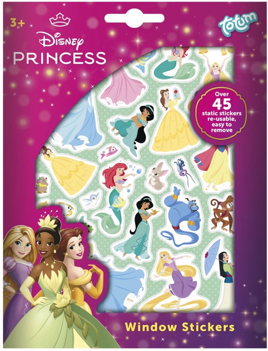 Totum - Stickers fenêtre Disney Princess - 45 pièces - stickers amovibles non permanents