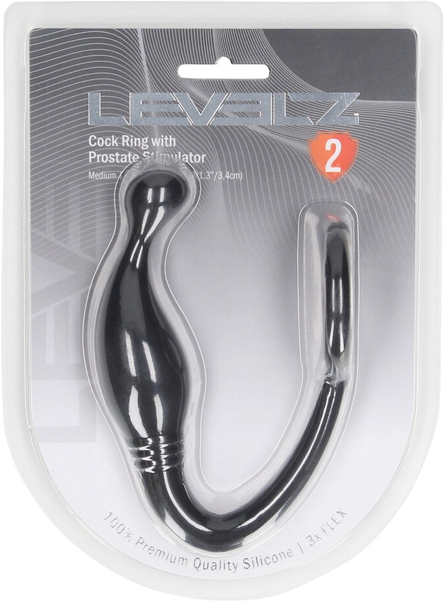 Silicone Cockring with Prostate Stimulator - M - Black