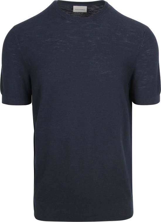T-shirt piqué en lin bleu foncé (bleu marine) - Taille XL - Homme - T-shirts décontractés