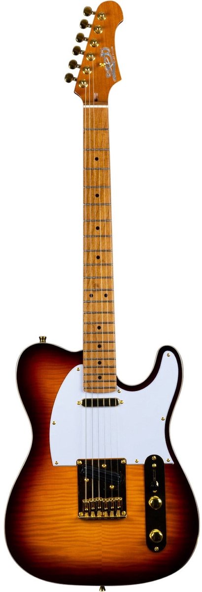 JET JT-600 BS G T-style Elektrische Gitaar HS Mahonie Body Flame Maple Top Tobacco Burst Gouden Hardware