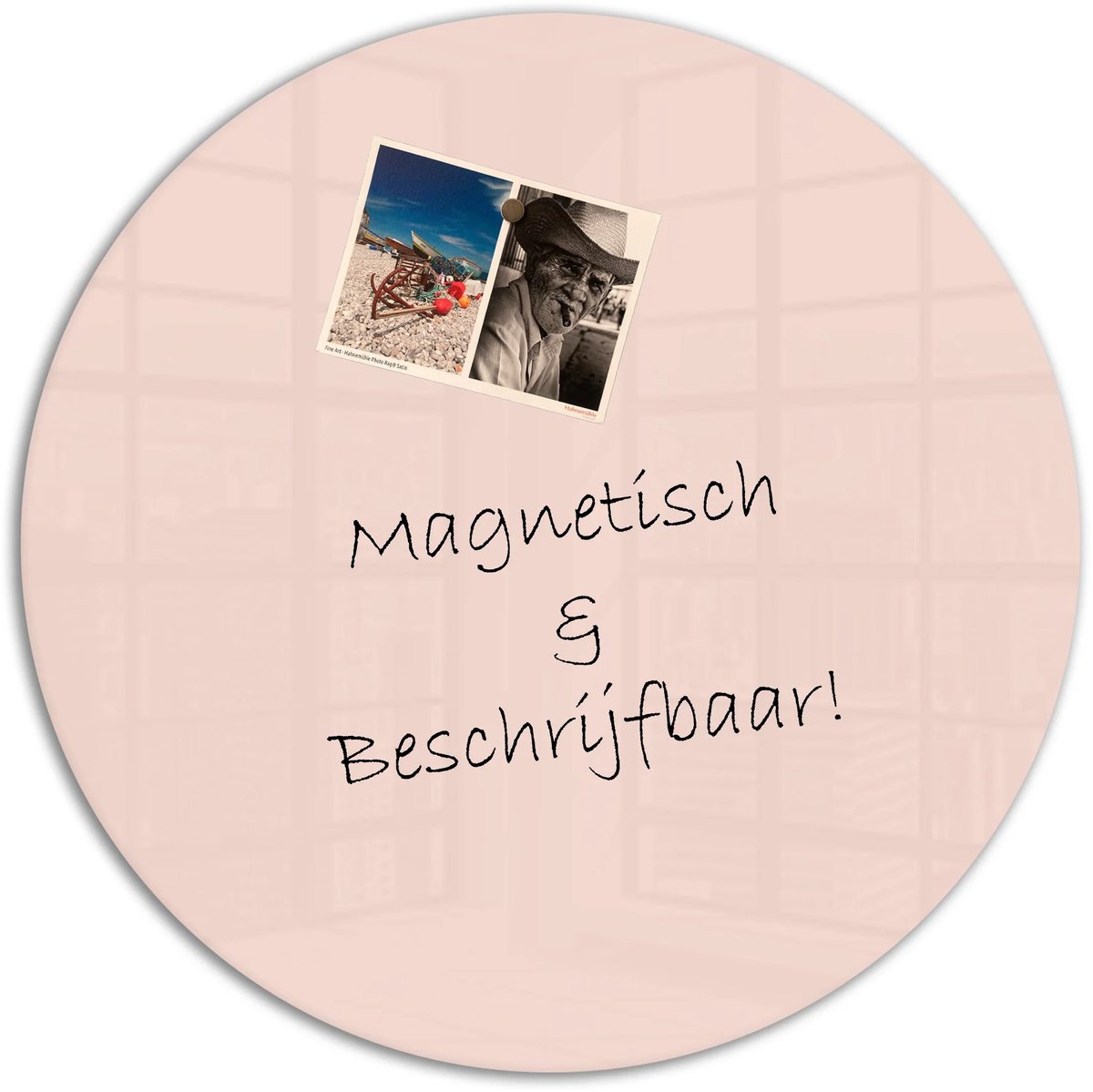 Mydesignglas Glazen Whiteboard - Gehard Glas - Magneetbord - Memobord - Magnetisch - Krasbestendig - Frameless - fi 100cm - Zachte Roos