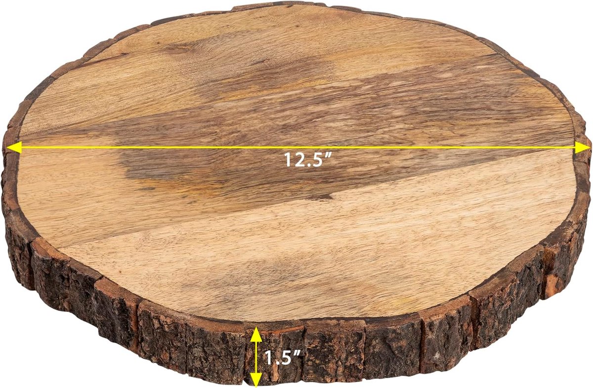 Ronde Houten Serveer- en Snijplank met Natuurlijke Schorsrand