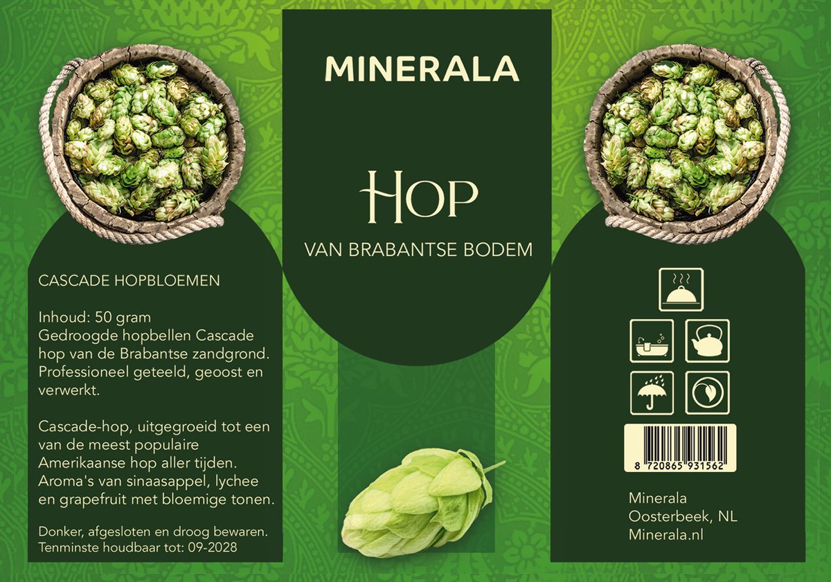 Hopbellen Cascade van Minerala - Aroma’s van sinaasappel, lychee en grapefruit met bloemige tonen - 50 gram
