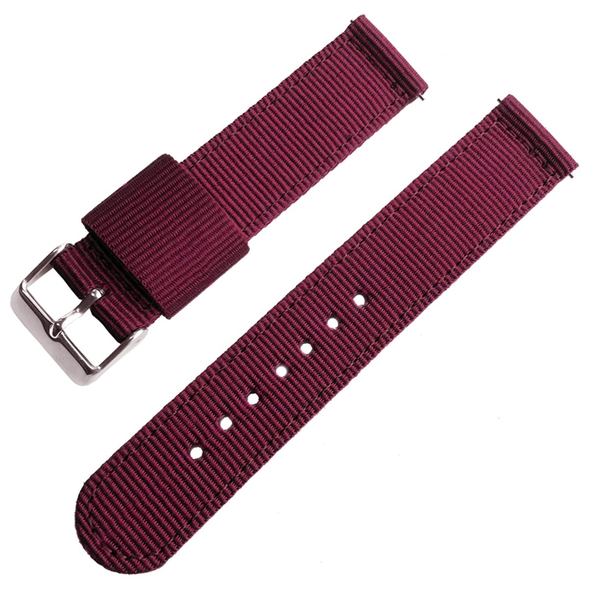 Two Piece NATO RAF Tweedelige NATO Horlogeband Nylon Bordeauxrood 18mm