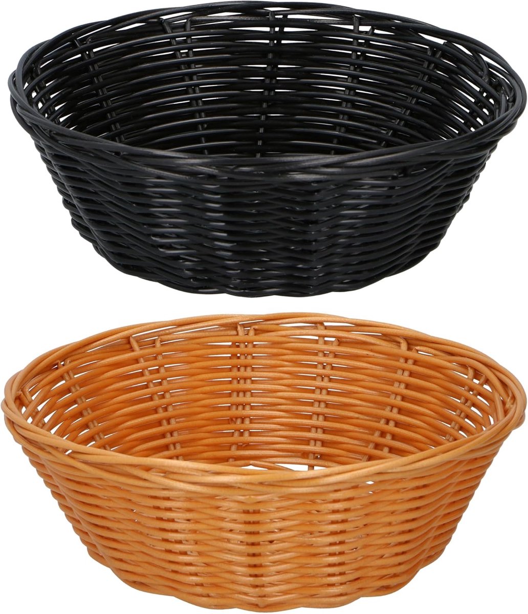 Set van 2 Ronde Mandjes van Riet voor Fruit of Brood