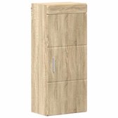 vidaXL - Kolomkast met rolhouder - Betongrijs - Bewerkt hout - 39x22x90