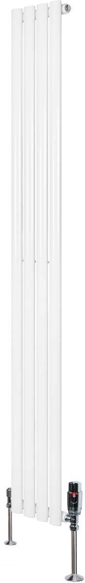 Ovale radiator 1 kolom - 1800x240 mm - wit - thermostaatkraan