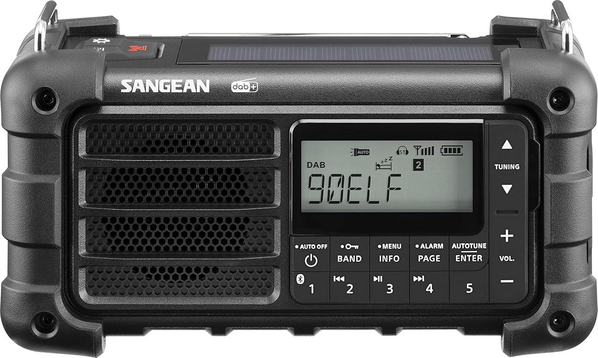 Draagbare Noodradio met DAB+ Ontvangst, Oplaadbaar via Zonnepaneel en Handslinger