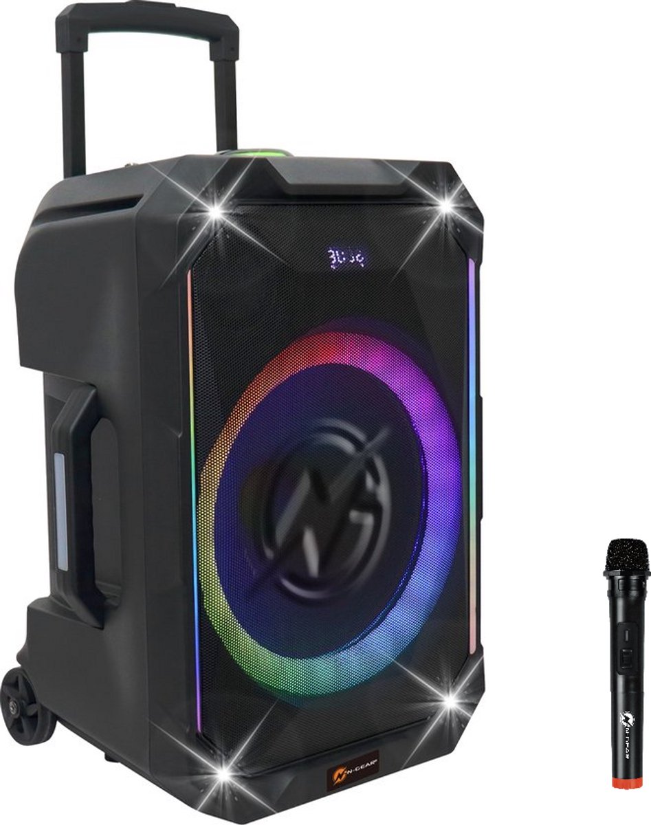 N-GEAR Flash 610 Altoparlante Bluetooth Portatile Con Karaoke E Microfono – 100W – Powerbank E Luci LED