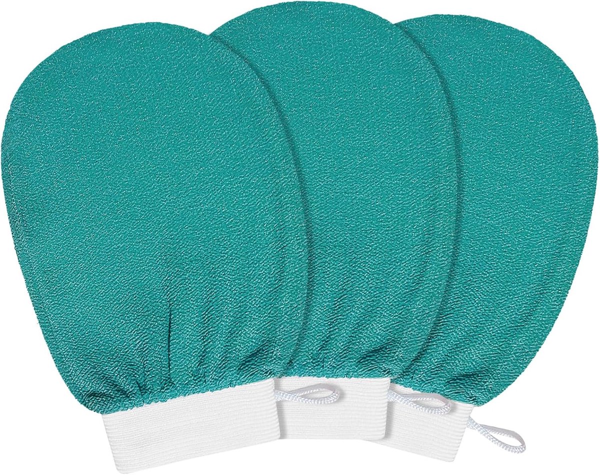 Exfoliërende Douchehandschoenen (3 stuks) – Diepe Body Scrub voor Zachte Huid