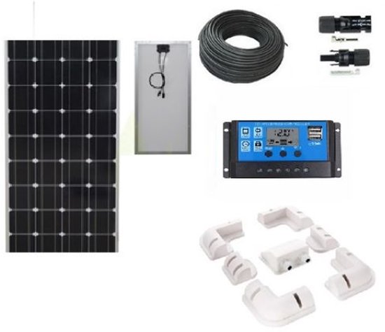 Compleet 170W Zonnepaneel set - Mono Kristallijne Celtechnologie - 12V - daglichtpaneel - Met MC4 connectoren - Voor camper, boot, caravan, accu, etc - Met Nederlandse handleiding van Merkloos — afbeelding 2