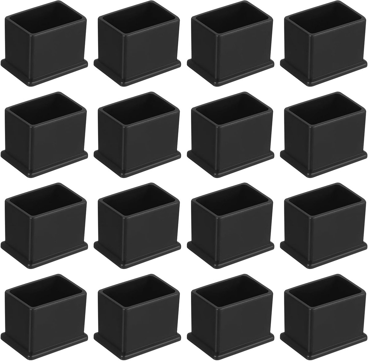 16x Vierkante Stoelpootdoppen 30x20mm Zwart PVC Beschermers voor Tafels en Meubels