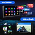 Scherm van de autoradio met wifi-apps en GPS-navigatie.