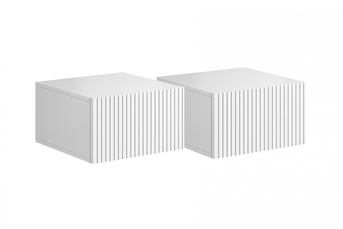 Set 2 Hangende Nachtkastjes Nicole Wit | 46x25x45 cm | Stil sluitsysteem | Mat