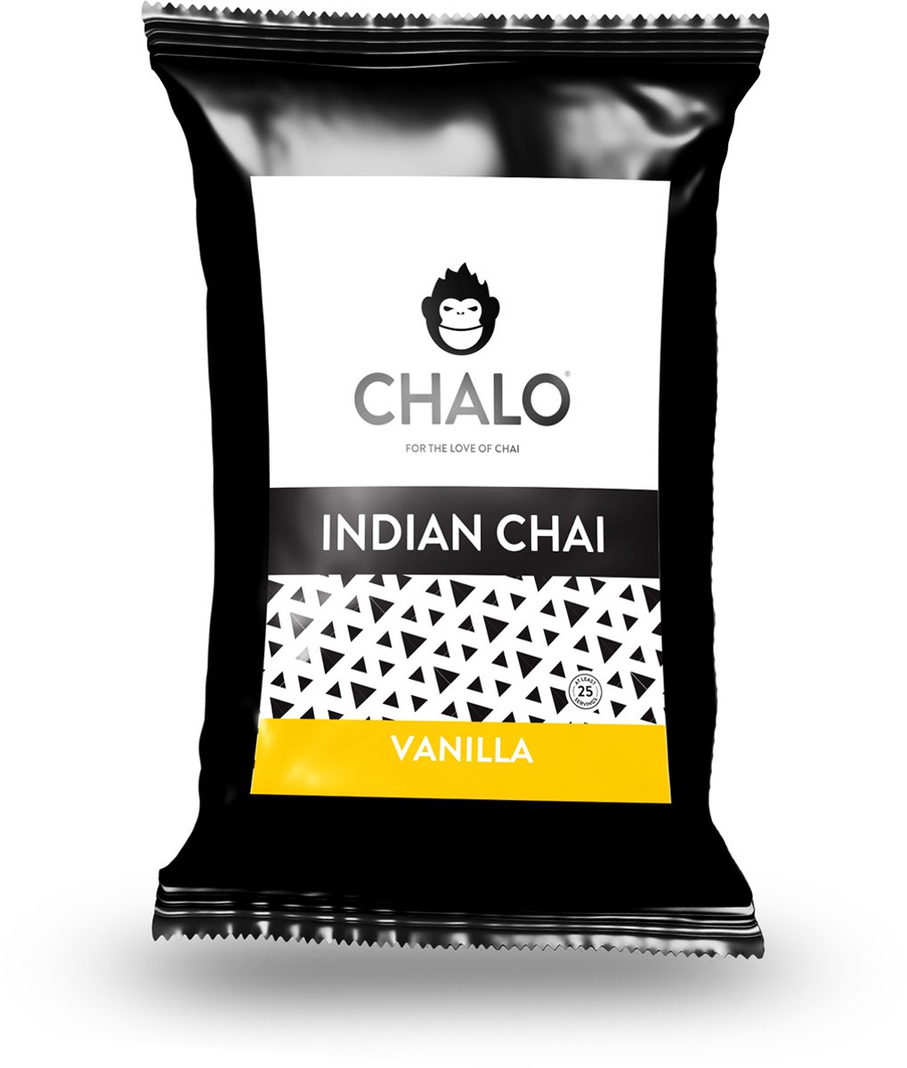 CHALO Vanilla Chai Latte - Indische Vegan Chai - Zwarte Assam thee - 25 porties/ 300GR navulzak met maatschepje
