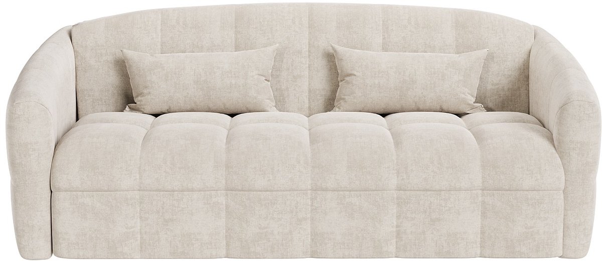Vente-unique Vierzitsslaapbank express van beige fluweel - Slaapruimte 160 cm - Matras 13 cm RETUNA