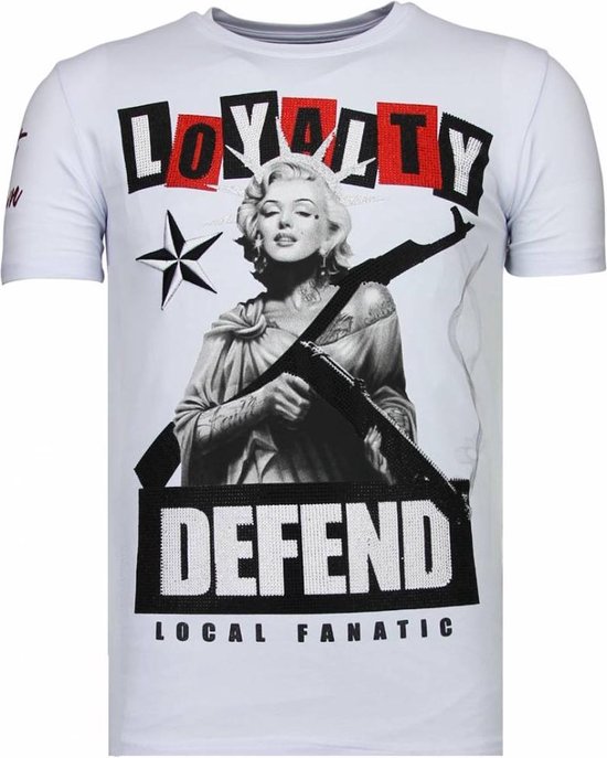 Loyalty Marilyn - Rhinestone T-shirt - Wit