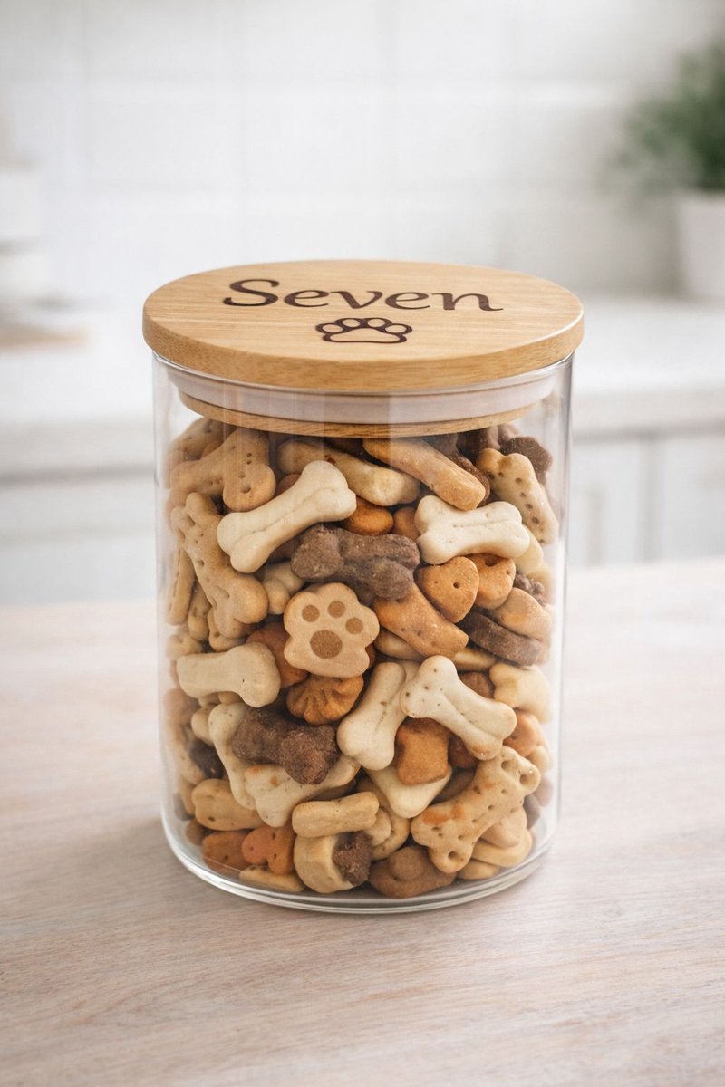 Beloningspot met naam | Koekjespot Hond met naam | Gepersonaliseerde voorraadpot Hond | Snackpot met naam graveren Hond | Hondensnackpot met naam | Petshop Seven
