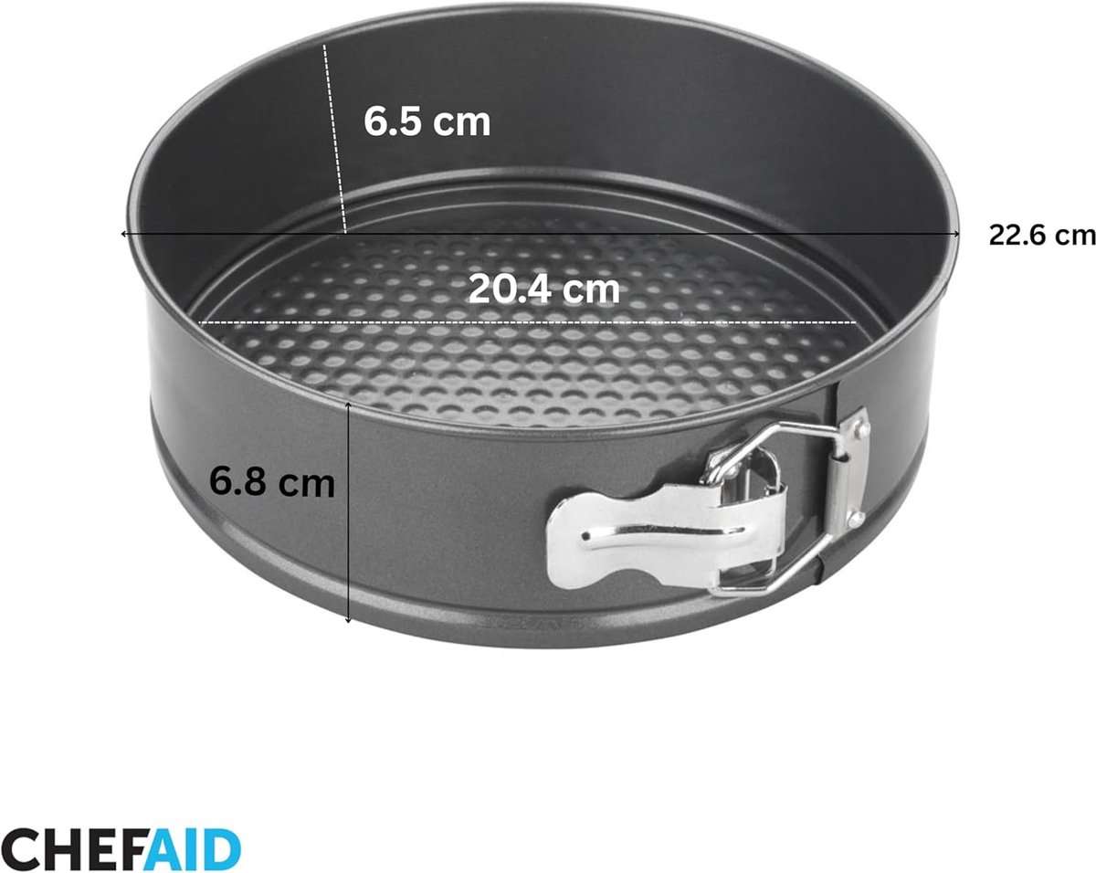 Chef Aid Springvorm 22,6 cm - Ronde Taartvorm met Losse Bodem - Antiaanbaklaag - Bakvorm - PFAS-vrij – foto 2