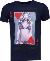 Hot & Famous Poker - Bar Refaeli Rhinestone T-shirt - Navy