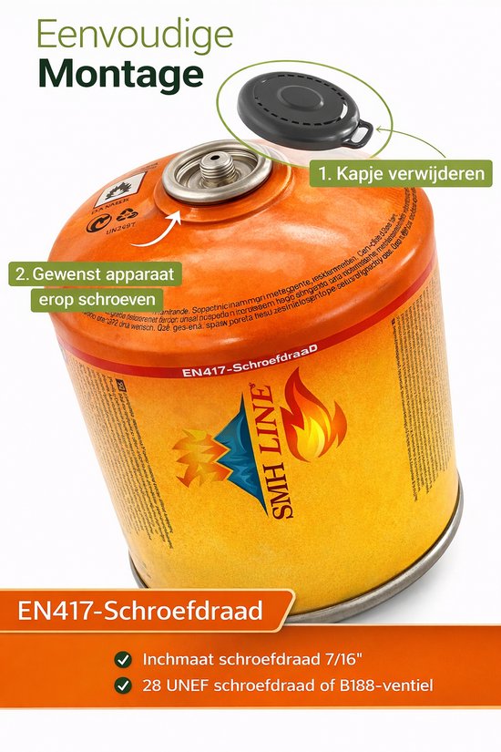 SMH LINE Gascartridge 500g EN417 - butaan/propaan gas voor kamperen - 24x van SMH LINE® — afbeelding 4